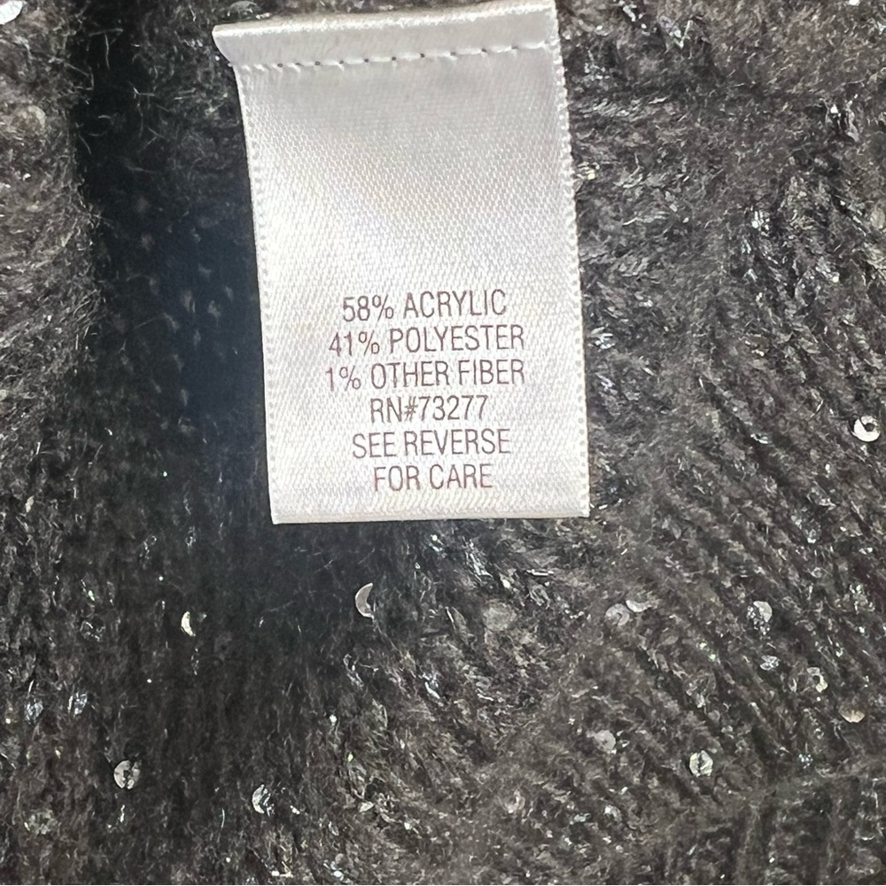 Apt. 9 Grey Oversized V-Neck Sweater with silver sequins sewn throughout size S - Picture 8 of 8